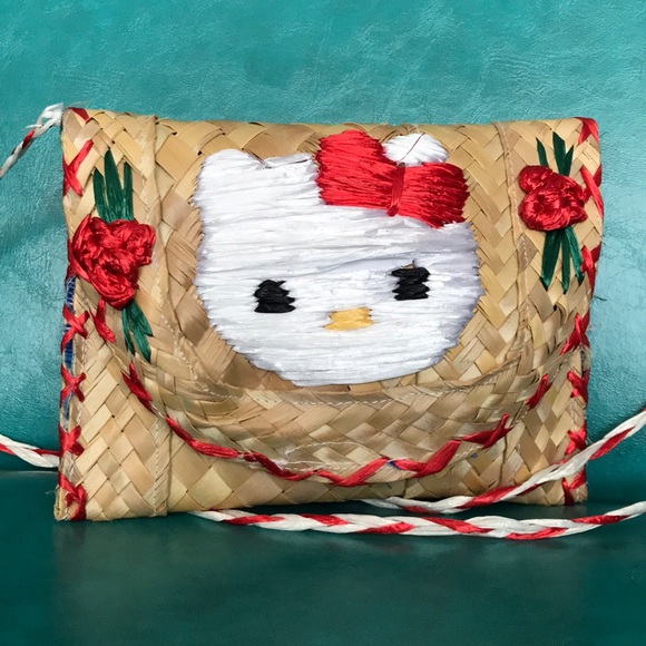 Handbags - Handmade Hello Kitty straw mini bag